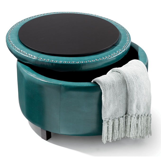 Hudson Round Storage Ottoman, , large