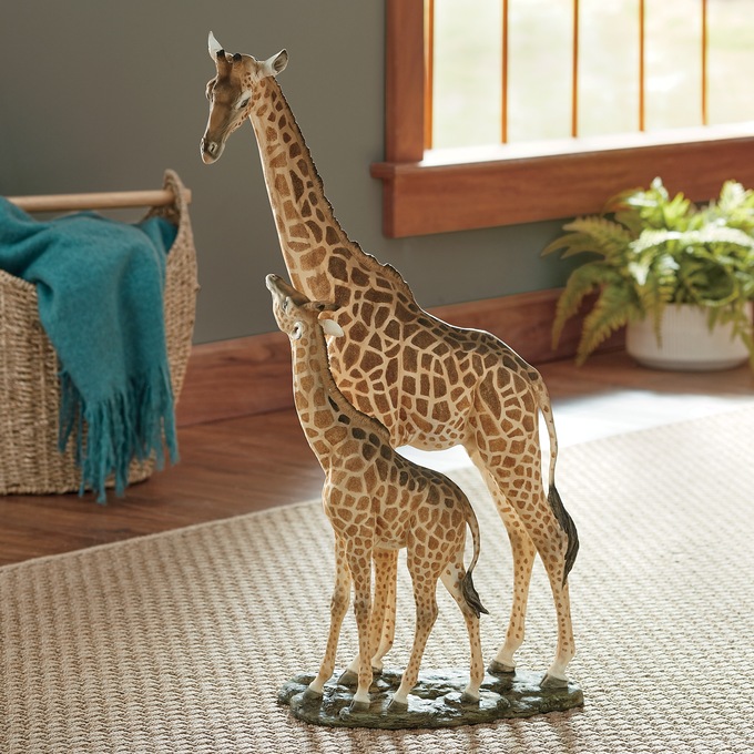 Mom and Baby Giraffe Statue, , large