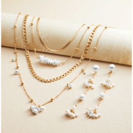 Multi-Strand Faux-Pearl Necklace &amp; Earring Set, , large