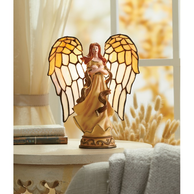 Stained Glass Angel Table Lamp, , large
