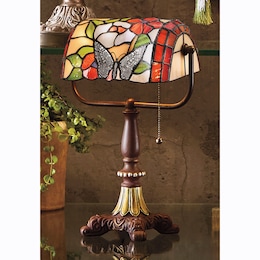 Stained Glass Floral Butterfly Reading Light, , large