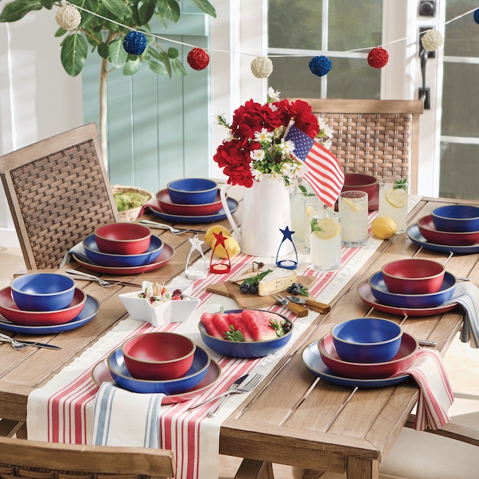 Set of 3 Outdoor Americana Tealight Holders, Multi, large