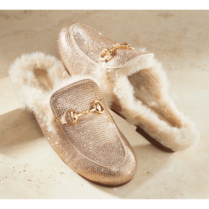 Azalea Wang Tiramisu Rhinestone and Faux-Fur Mule for Women, , large