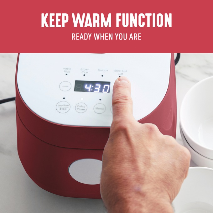 Greenlife 4-Cup Rice and Grains Cooker, Red, large