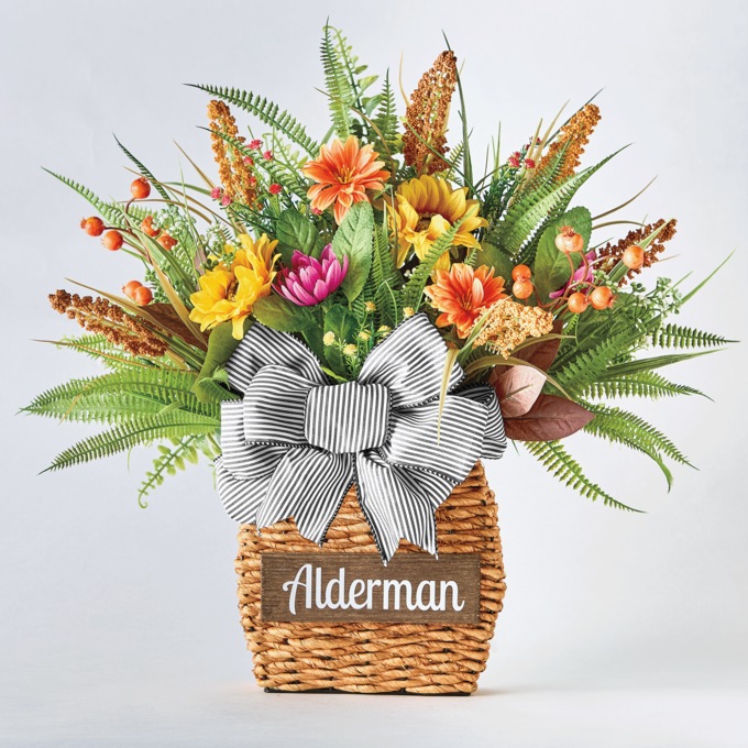 Harvest Hanging Basket with Sign | Rustic Home D&eacute;cor, Multi, large