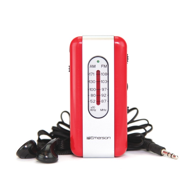 Emerson Pocket Radio, Red, large
