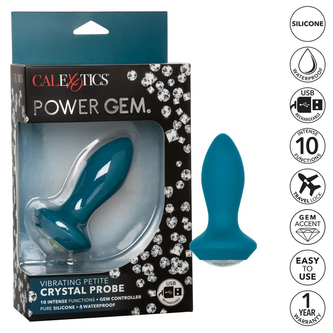 Power Gem Vibrating Petite Crystal Probe Massager, , large