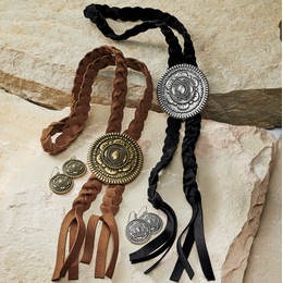 Faux-Leather Bolo Tie, , large