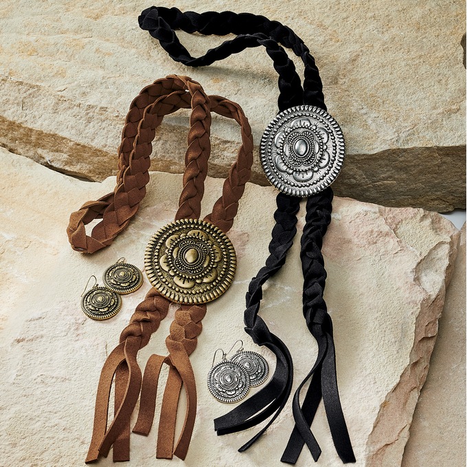 Faux-Leather Bolo Tie, , large