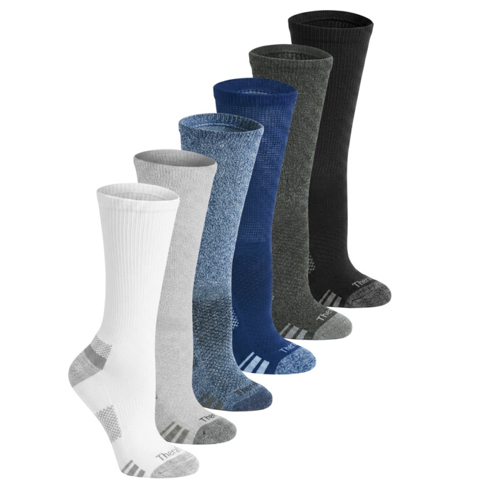 6-Pack Diabetic Crew Socks with Non-Binding Fit, , large
