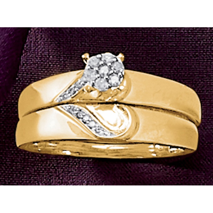 Diamond Round Cluster Swirl Bridal Set, , large