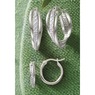 Diamond-Accented Thin/Swirl 2-Pair Hoop Set, , large