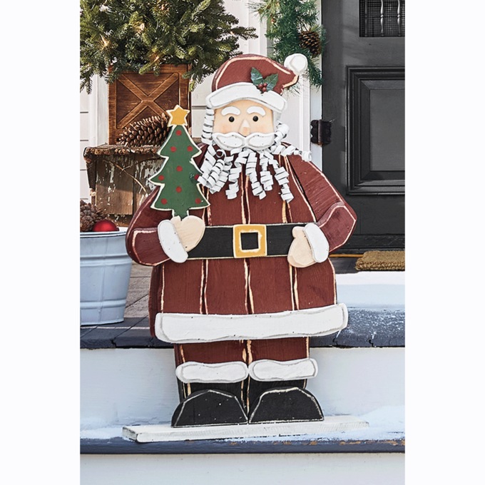 Chunky Wood Santa or Mrs. Claus, , large