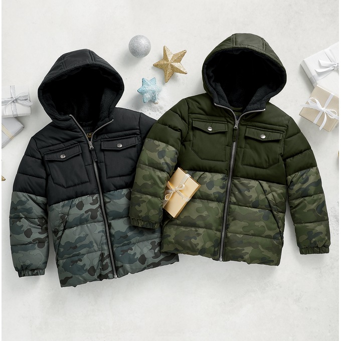 Perry Ellis Boys&#39; Expedition Camo Puffer, , large
