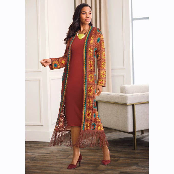 Fanitsa Crochet-Cardigan Jacket Dress, , large