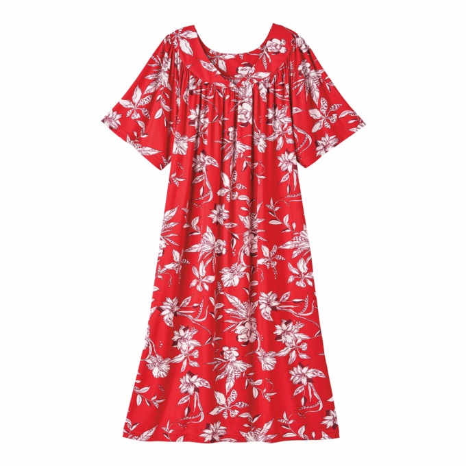 Sweetheart Neck Lounger, Red White Floral, large