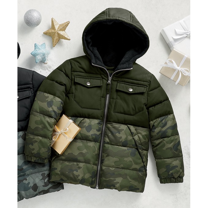 Perry Ellis Boys&#39; Expedition Camo Puffer, , large