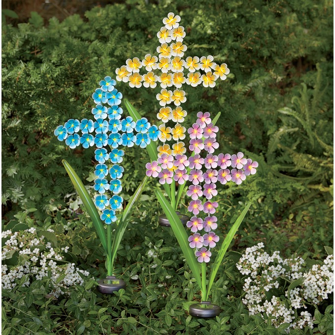 Solar Metal Cross Garden Stake, , large