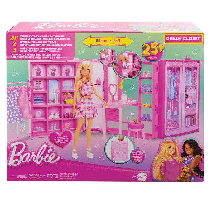 Barbie Dream Closet Playset with Doll, Pink, large