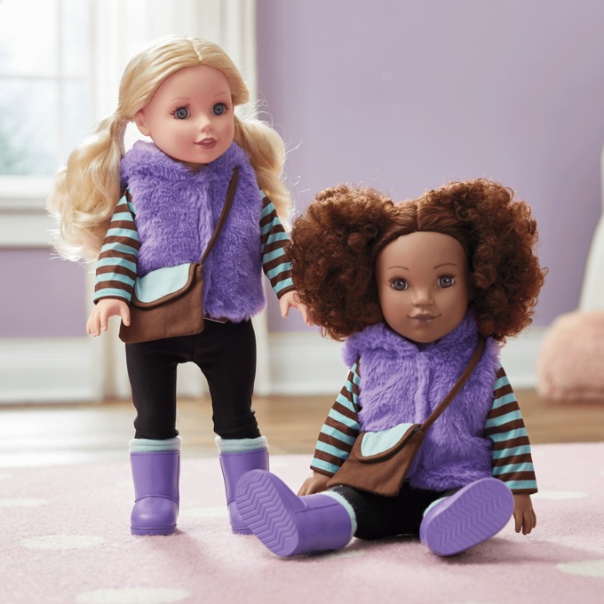 18" Style Girls Doll with Set of 3 Outfits, , large