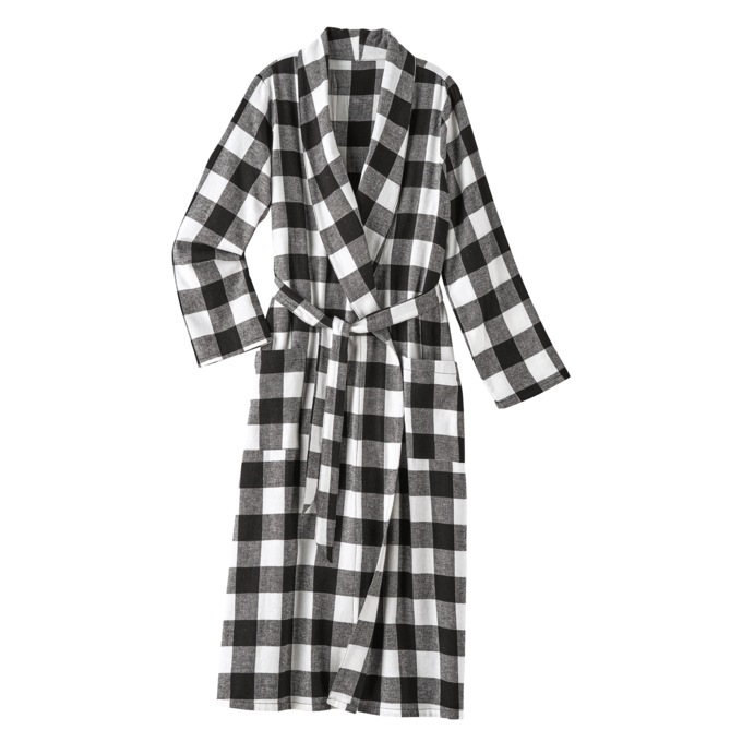 Women's Flannel Wrap Robe, , large