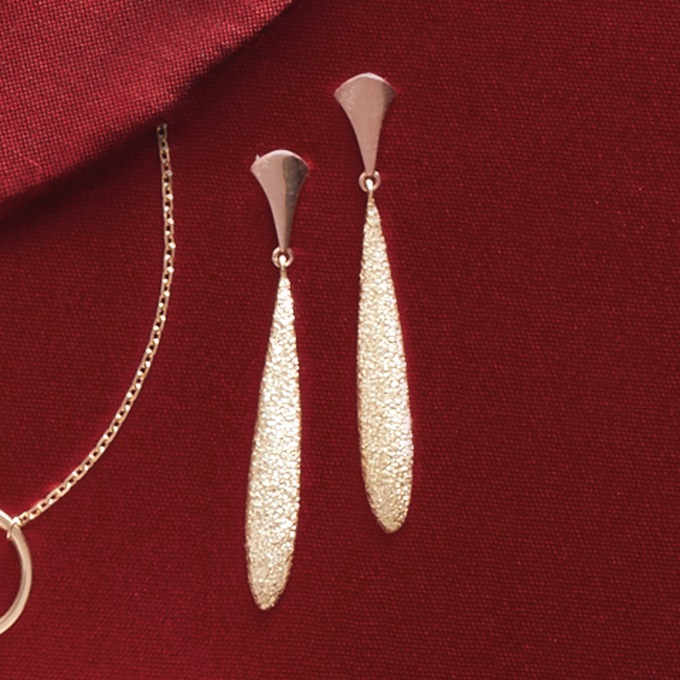 10K Gold Sparkle Drop Earrings, , large