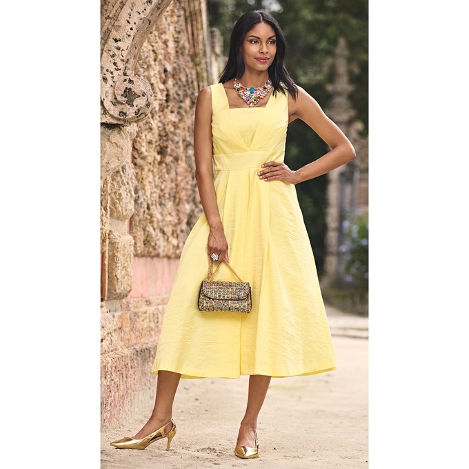Elegant Fit-and-Flare Sparkling Jacket  Dress with 3/4 Sleeve, , large