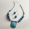 Faux-Turquoise and Faux-Coral Necklace and Earring Set, , large