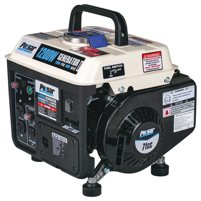 Pulsar 1200W/900W 2-Stroke Gas Generator, Black, large