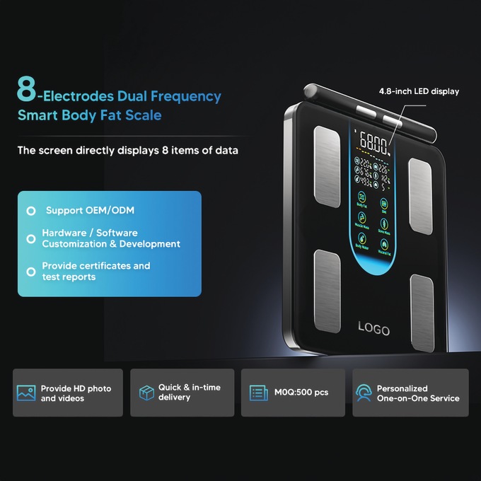 Smart Body Composition Scale with Body Fat Analysis and Bluetooth App Tracking, Black, large