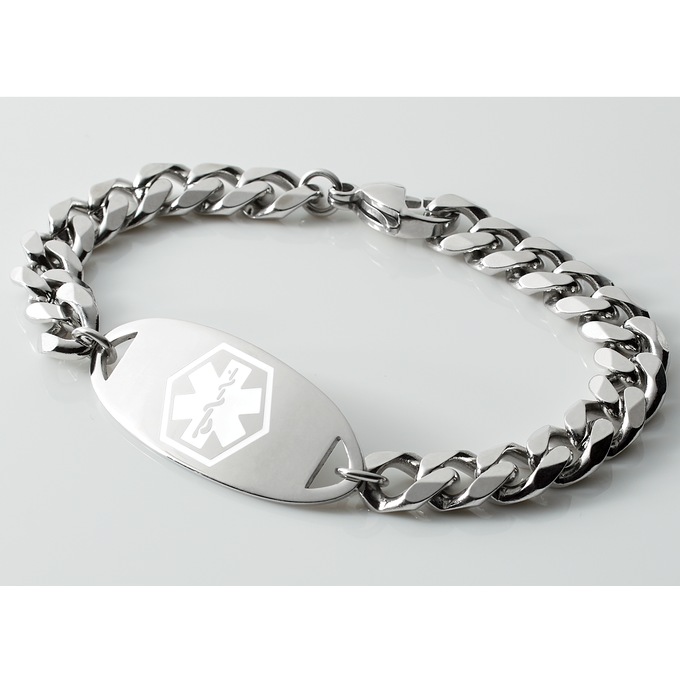 Personalized Stainless Steel Medical Alert Bracelet, , large