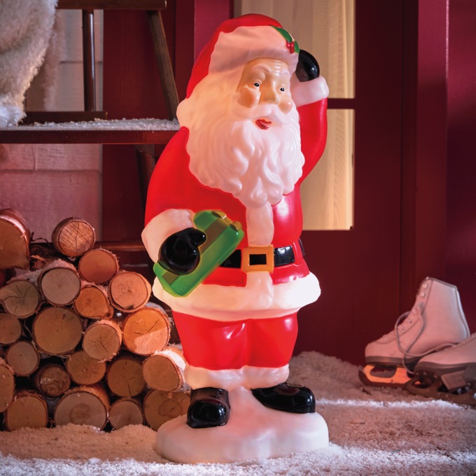 Vintage-Style Lit Santa Blow Mold, Red, large