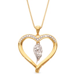Diamond Heart/Wing Pendant, , large