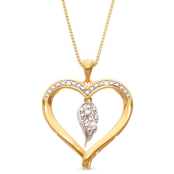 Diamond Heart/Wing Pendant, , large