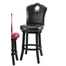 Faux-Leather Nailhead Dining Chair with Elegant Scalloped Back, , large
