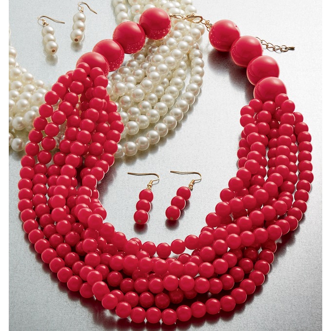 Beaded Necklace and Earring Set, , large