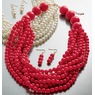 Beaded Necklace and Earring Set, , large
