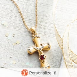 Birthstone Cross/Heart Pendant, , large