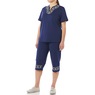 Embroidered Capri Set, Navy, large