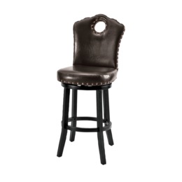 High-Back Swivel Bar or Counter Stool with Nailhead Trim, , large