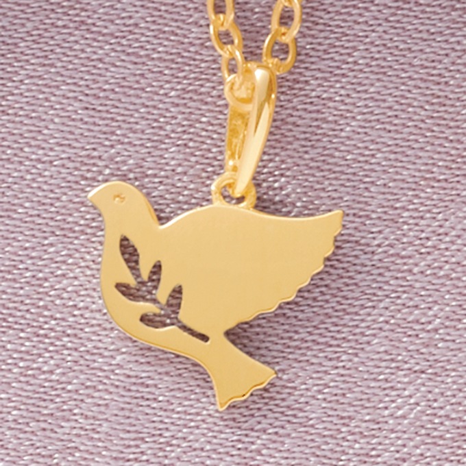 10K Gold Peace Dove Pendant, , large