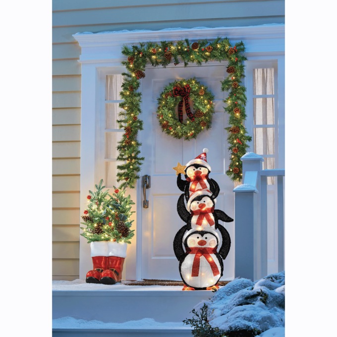 Lit Stacked Penguins, , large