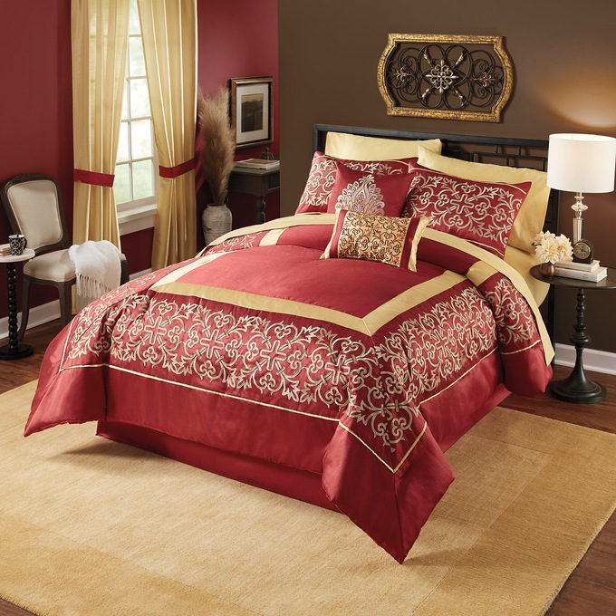 Asilah 10-Piece Embroidered Bedding Set, , large