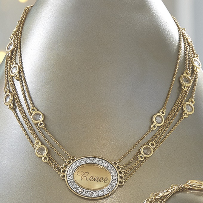 Personalized Cubic Zirconia/Crystal Necklace, , large