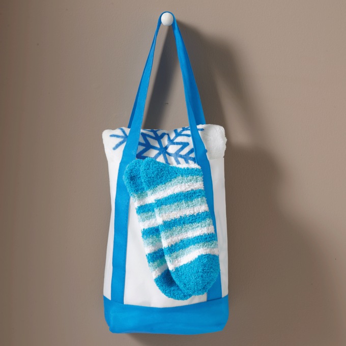 Tote, Throw & Socks Gift Set, Snowflake, large