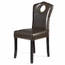 Faux-Leather Nailhead Dining Chair with Elegant Scalloped Back, , large