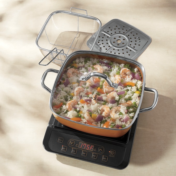 Precision Induction Cooktop and 11" Copper Casserole Set by Copper Chef