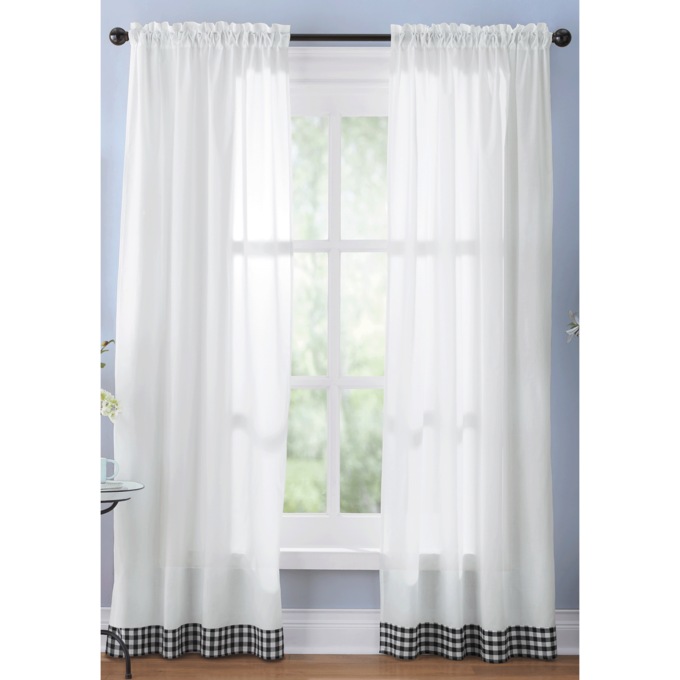 Gingham Trim Window Panel, , large