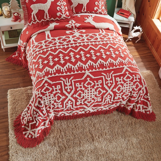 Fair Isle Chenille Bedspread, , large