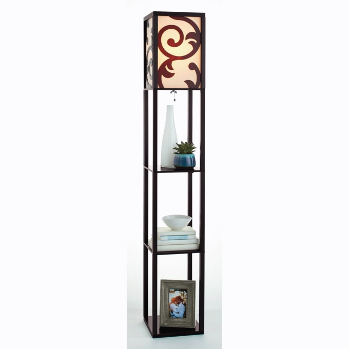 Lau Floor Lamp with Shelves, Black, large